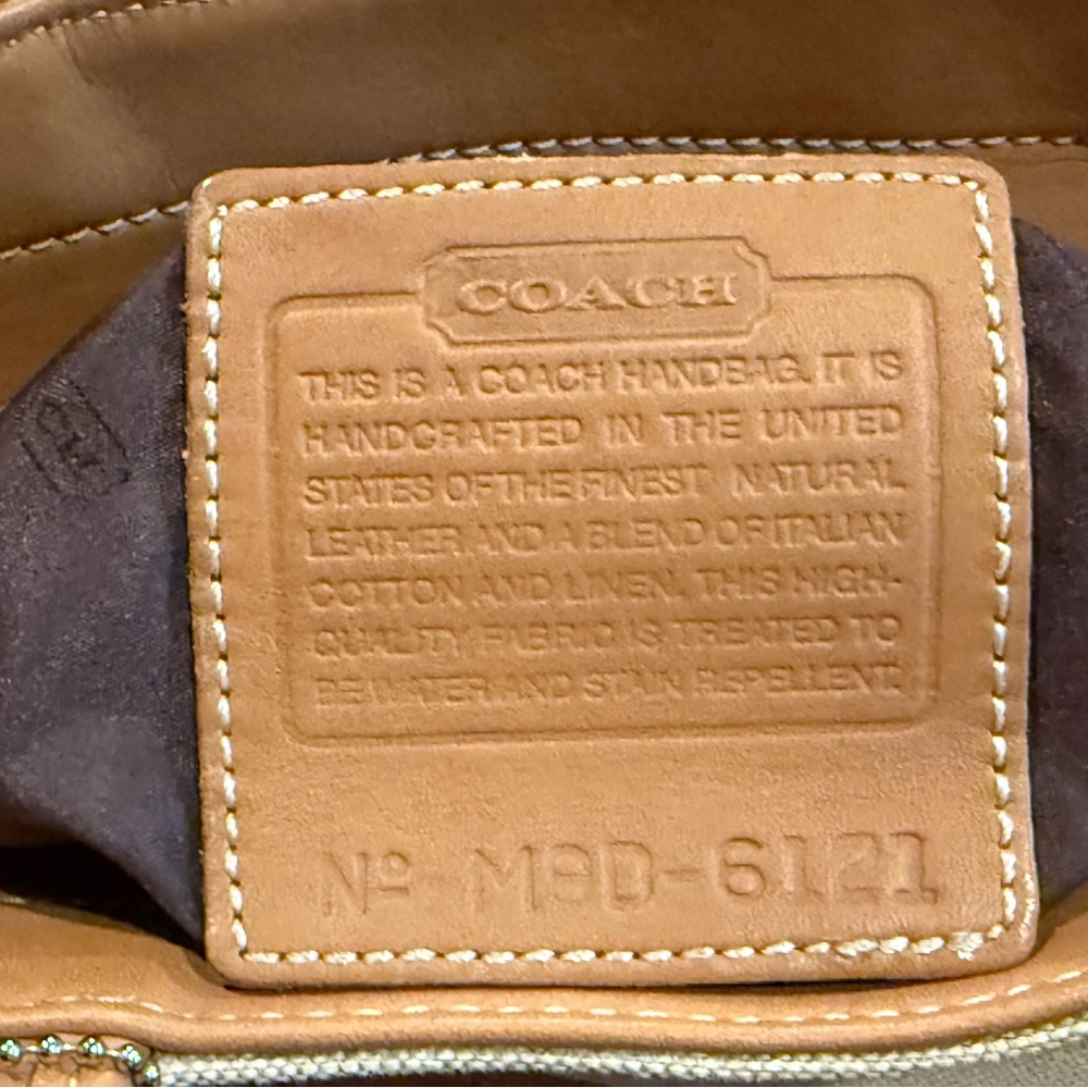 Coach Bleeker 6121 Tan and Brown Leather and Linen Tote EUC Made in the USA 🇺🇸🇺🇸 - Picture 9 of 17